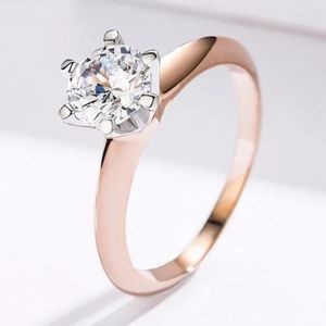 925 Sterling Silver Rose Gold Cubic Zirconia Engag